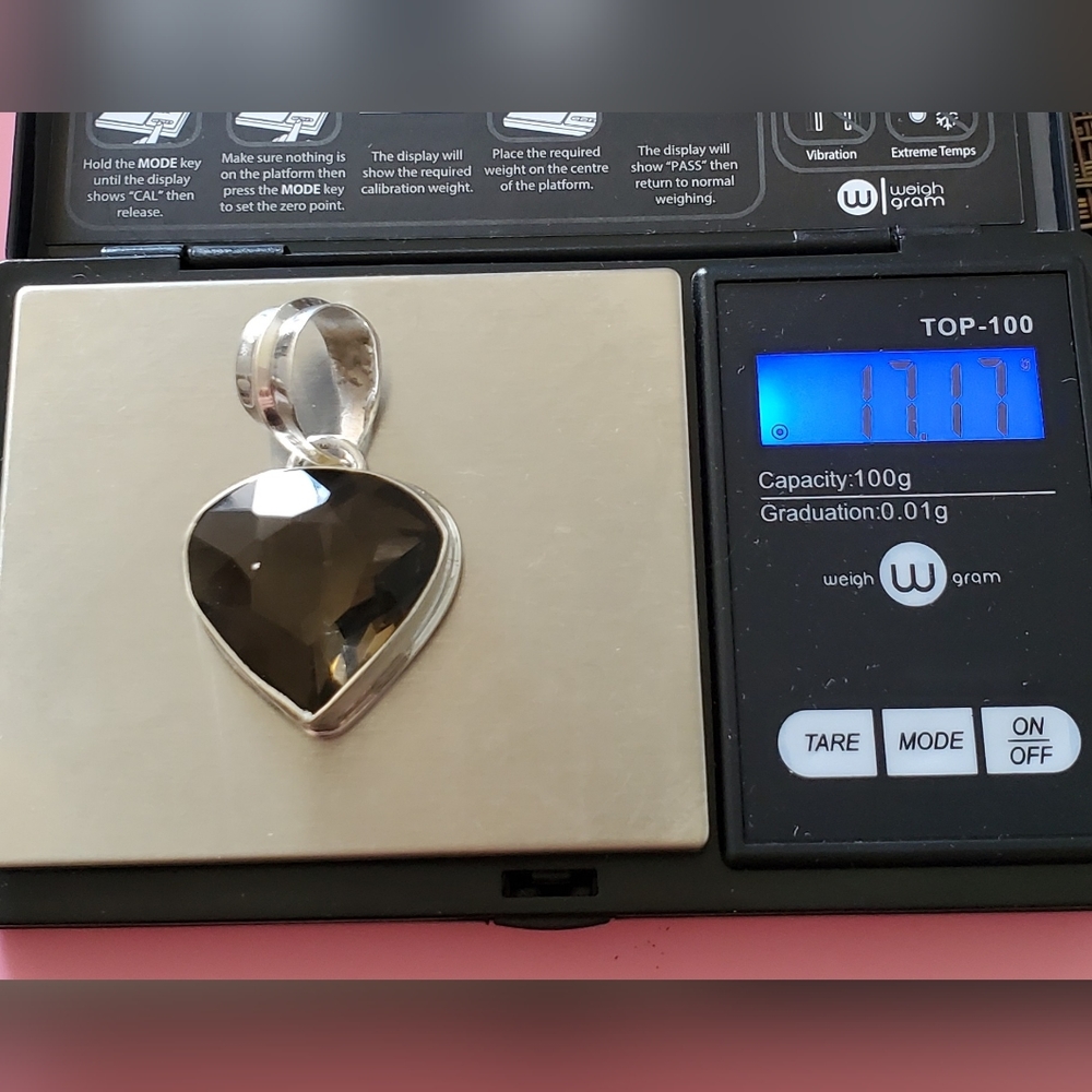 Solid 925 Sterling Silver Brown Simulated Smokey … - image 6